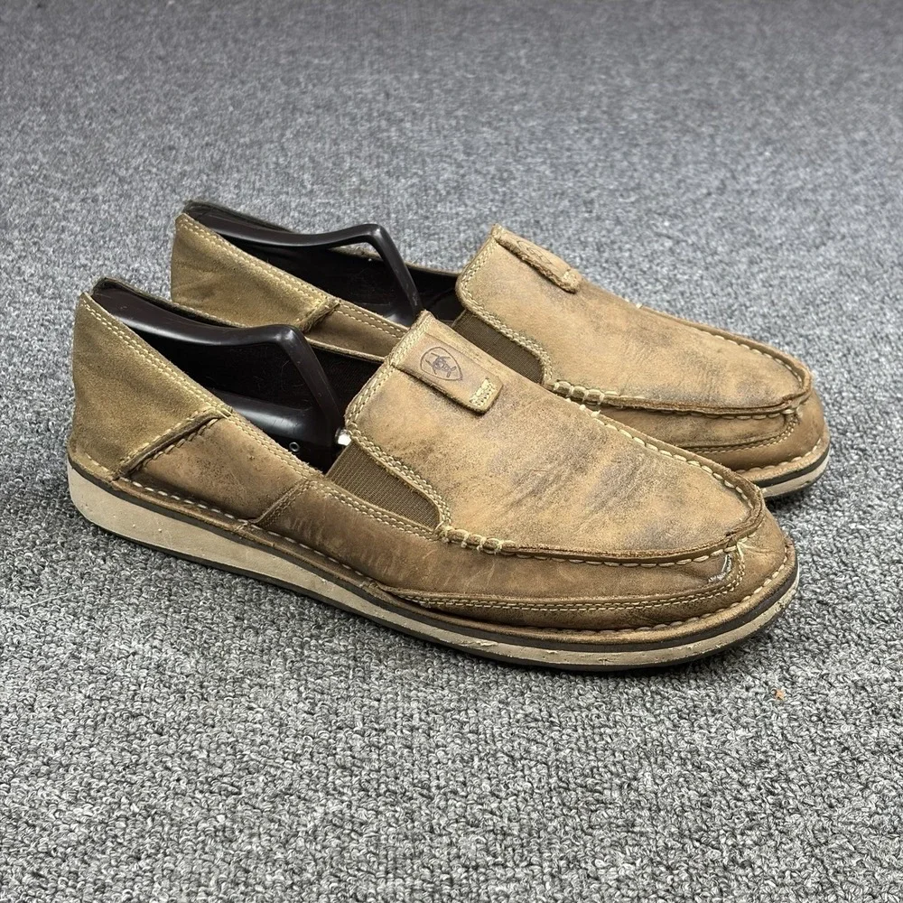 Ariat Shoes Mens 9 D Cruiser Bomber Slip On Beige Leather Moc Toe Casual Comfort